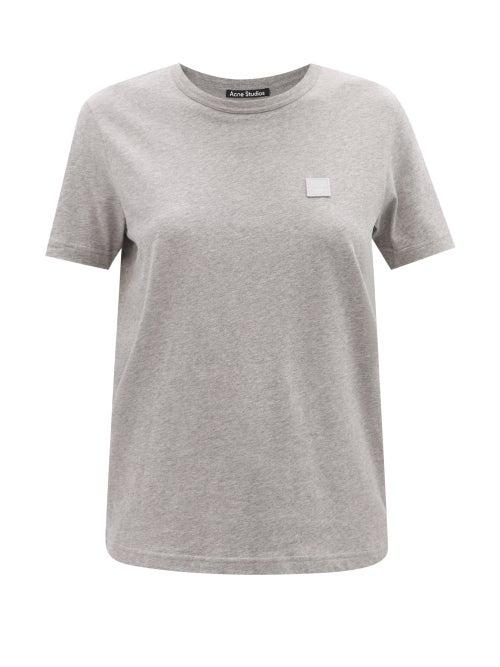 Acne Studios - Face-patch Cotton-jersey T-shirt - Womens - Grey