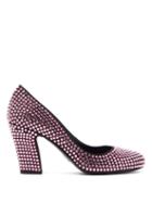 Matchesfashion.com Prada - Crystal Embellished Satin Pumps - Womens - Pink
