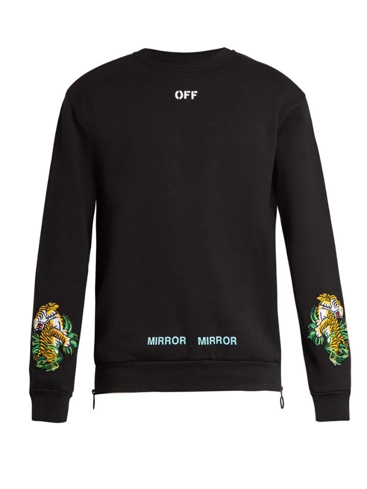 Off-white Tiger-embroidered Cotton Sweatshirt
