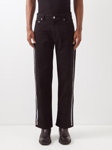 Youths In Balaclava - Floral-print Straight-leg Jeans - Mens - Black