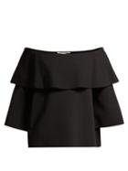 Matchesfashion.com Stella Mccartney - Punto Milano Off The Shoulder Cady Top - Womens - Black