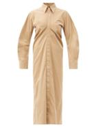 Matchesfashion.com Bottega Veneta - Gathered Cotton-blend Shirt Dress - Womens - Beige