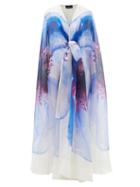 Common Hours - X-ray Floral-print Silk-organza Cape Gown - Womens - Multi