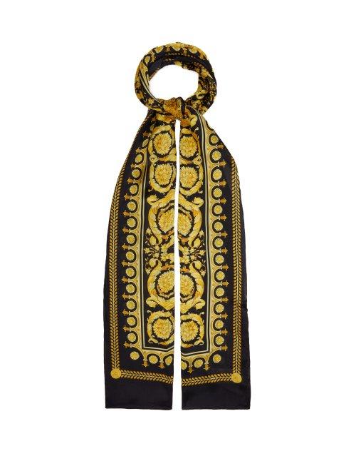 Matchesfashion.com Versace - Baroque Print Silk Scarf - Womens - Gold