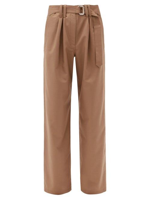 Matchesfashion.com Lemaire - High-rise Belted Wide-leg Trousers - Womens - Mid Brown