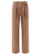 Matchesfashion.com Lemaire - High-rise Belted Wide-leg Trousers - Womens - Mid Brown