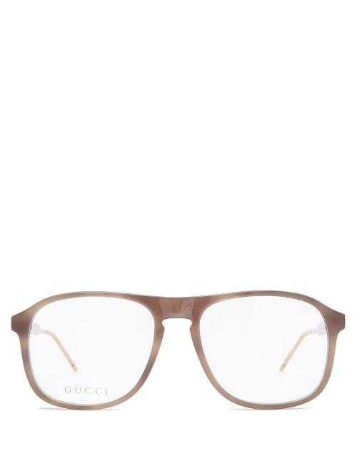 Matchesfashion.com Gucci - Square Acetate Glasses - Mens - Brown