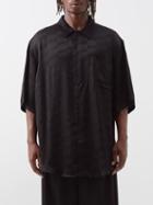 Balenciaga - Bb-monogram Silk-satin Shirt - Mens - Black