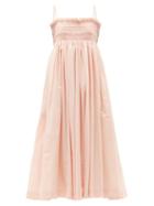 Matchesfashion.com Molly Goddard - Becky Hand-smocked Cotton-voile Dress - Womens - Light Pink