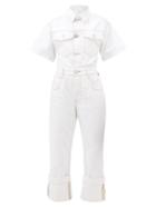 Frame - Topstitched Denim Jumpsuit - Womens - White