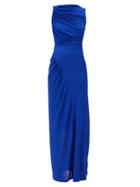 Matchesfashion.com Atlein - Gathered Stretch-jersey Maxi Dress - Womens - Blue