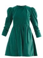 Batsheva - Prairie Cotton-velvet Dress - Womens - Dark Green