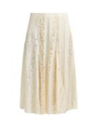 Matchesfashion.com Chlo - Lace Panelled Silk Midi Skirt - Womens - Ivory