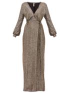 Matchesfashion.com Maria Lucia Hohan - Priela Sequinned Crepe Wrap Dress - Womens - Bronze