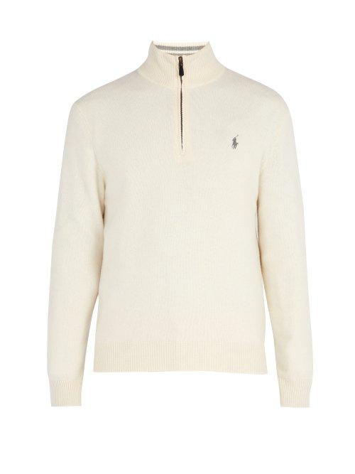 Matchesfashion.com Polo Ralph Lauren - Half Zip Wool Blend Sweater - Mens - Cream