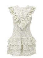 Loveshackfancy - Lunetta Ruffled Floral-print Cotton-blend Dress - Womens - White Print