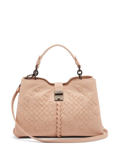 Matchesfashion.com Bottega Veneta - Napoli Small Intreccaio Woven Leather Handbag - Womens - Light Pink