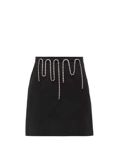 Matchesfashion.com Christopher Kane - Crystal Embellished Crepe Mini Skirt - Womens - Black
