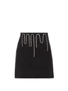 Matchesfashion.com Christopher Kane - Crystal Embellished Crepe Mini Skirt - Womens - Black