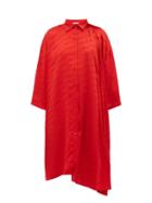 Matchesfashion.com Balenciaga - Monogram Jacquard Silk Shirtdress - Womens - Red