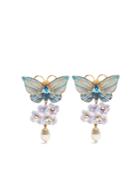 Dolce & Gabbana Hydrangea And Butterfly Clip-on Drop Earrings