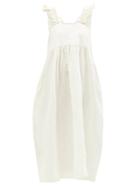 Ladies Rtw Cawley Studio - Irish Hand-smocked Linen Midi Dress - Womens - Ivory