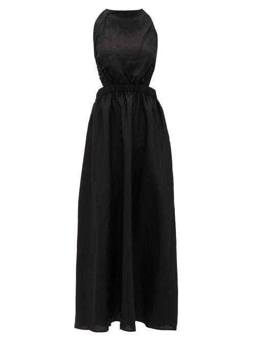 Matchesfashion.com Sir - Alena Open-back Linen Midi Dress - Womens - Black