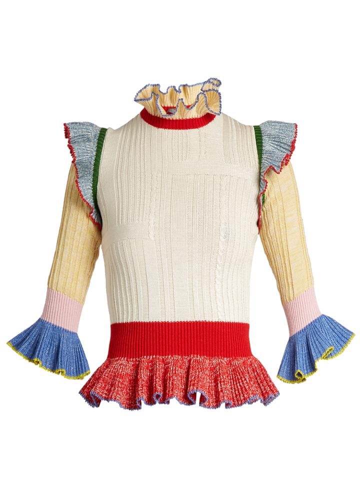 Alexander Mcqueen Peplum-hem Wool And Silk-blend Sweater