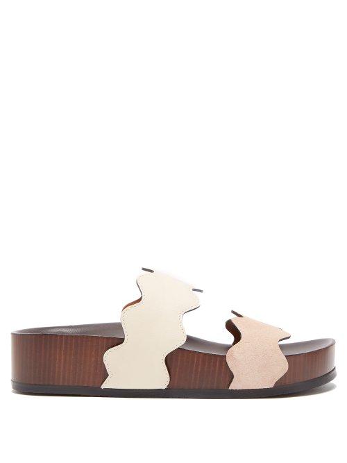Matchesfashion.com Chlo - Lauren Double Strap Leather Flatform Sandals - Womens - Cream