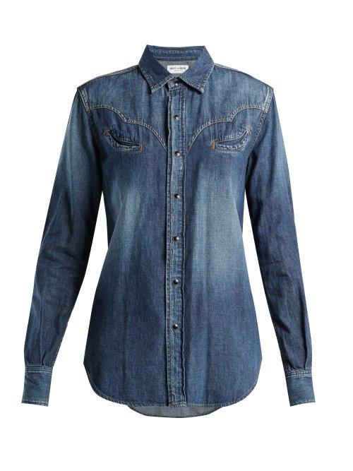 Matchesfashion.com Saint Laurent - Classic Denim Shirt - Womens - Denim