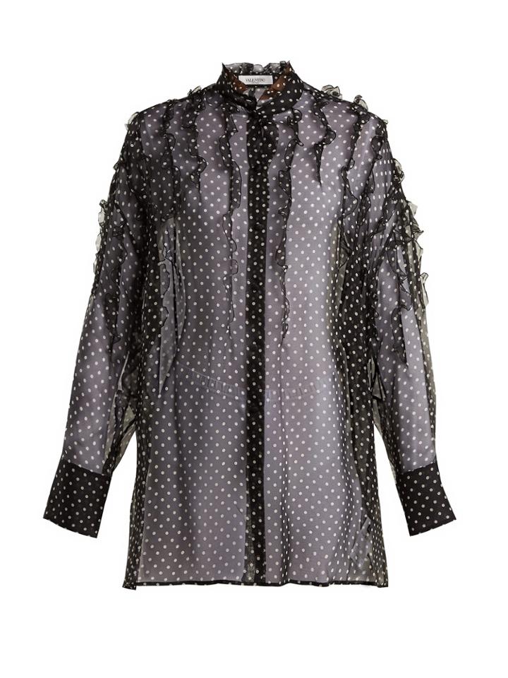 Valentino Polka-dot Print Silk-chiffon Blouse