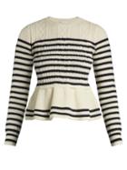 Redvalentino Striped Wool Peplum Sweater