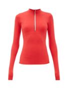 Matchesfashion.com Vaara - Ella Half Zip Long Sleeve Top - Womens - Red Multi