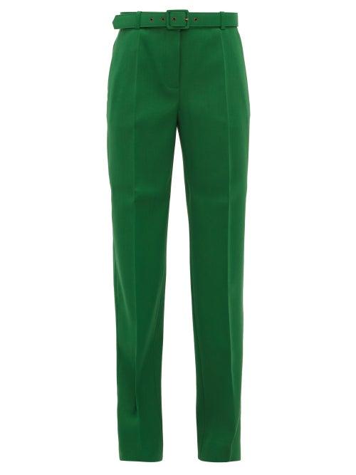 Matchesfashion.com Givenchy - Belted Straight Leg Twill Trousers - Womens - Green
