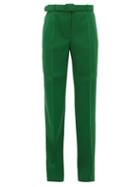Matchesfashion.com Givenchy - Belted Straight Leg Twill Trousers - Womens - Green