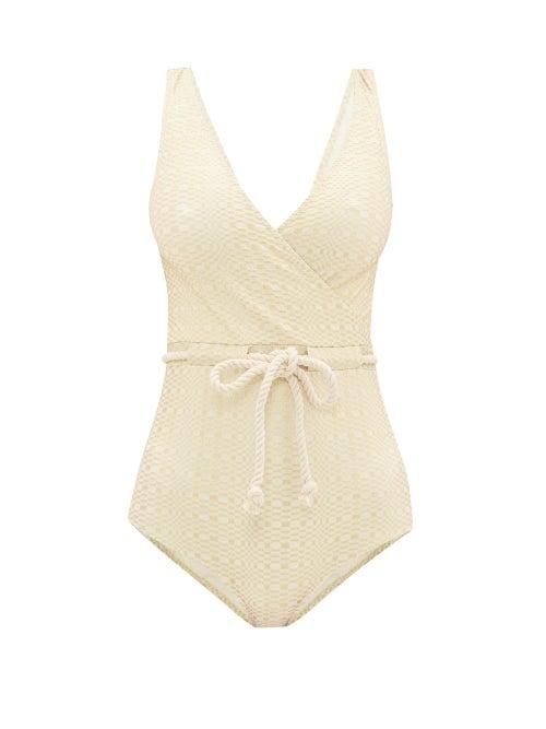 Matchesfashion.com Lisa Marie Fernandez - Yasmin Rope-drawcord Wrap Swimsuit - Womens - Cream Gold