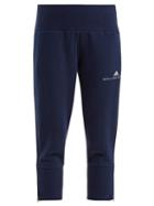 Matchesfashion.com Adidas By Stella Mccartney - Essentials Cotton Blend Cropped Sweatpants - Womens - Navy