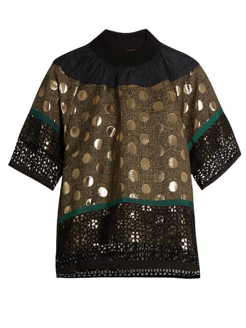 Kolor Contrast-panelled Short-sleeved Top