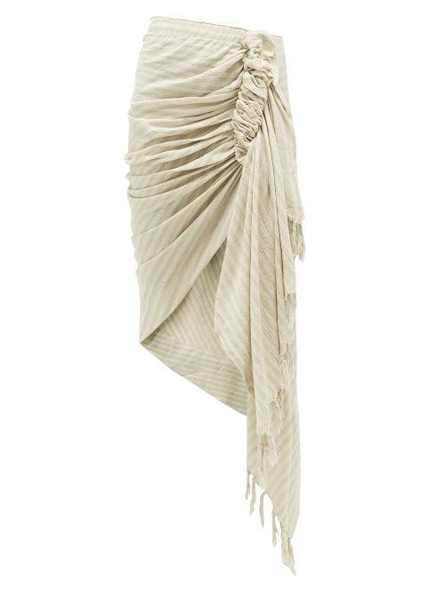 Matchesfashion.com Just Bee Queen - Tulum Striped Organic Cotton Skirt - Womens - Blue