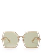 Matchesfashion.com Karen Walker Eyewear - Nirvana Gold Oversized Sunglasses - Womens - Green