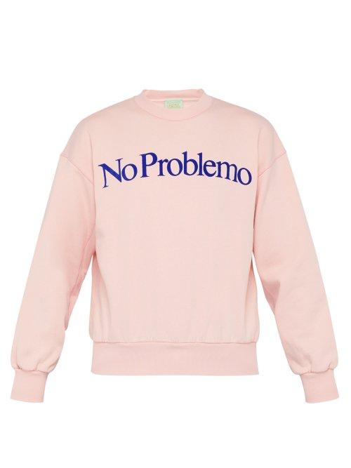 Matchesfashion.com Aries - No Problemo Cotton Jersey Sweatshirt - Mens - Pink