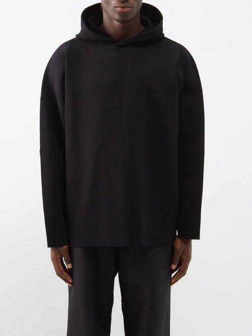 Balenciaga - Compact-knit Hooded Sweatshirt - Mens - Black