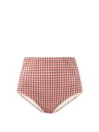 Matchesfashion.com Belize - Pepe High-rise Gingham Bikini Briefs - Womens - Red Print