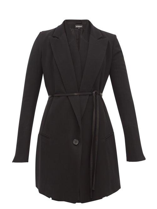 Matchesfashion.com Ann Demeulemeester - Waistcoat Layered Wool Blend Twill Jacket - Womens - Black