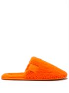 Loewe - Anagram-tab Faux-shearling Slippers - Womens - Orange