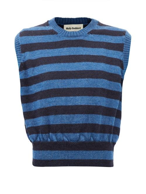 Molly Goddard - Claus Striped Wool Gilet - Womens - Blue