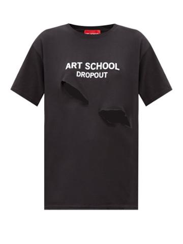 Matchesfashion.com Art School - Art School Dropout Cutout Cotton-jersey T-shirt - Womens - Black White