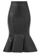 Matchesfashion.com Alexandre Vauthier - Fluted Leather Pencil Skirt - Womens - Black