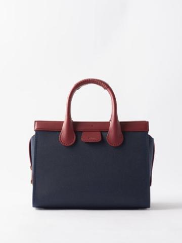 Chlo - X Barbour Edith Canvas And Leather Handbag - Womens - Navy Red