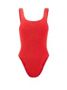Hunza G - Square-neck Crinkle-knit Swimsuit - Womens - Red